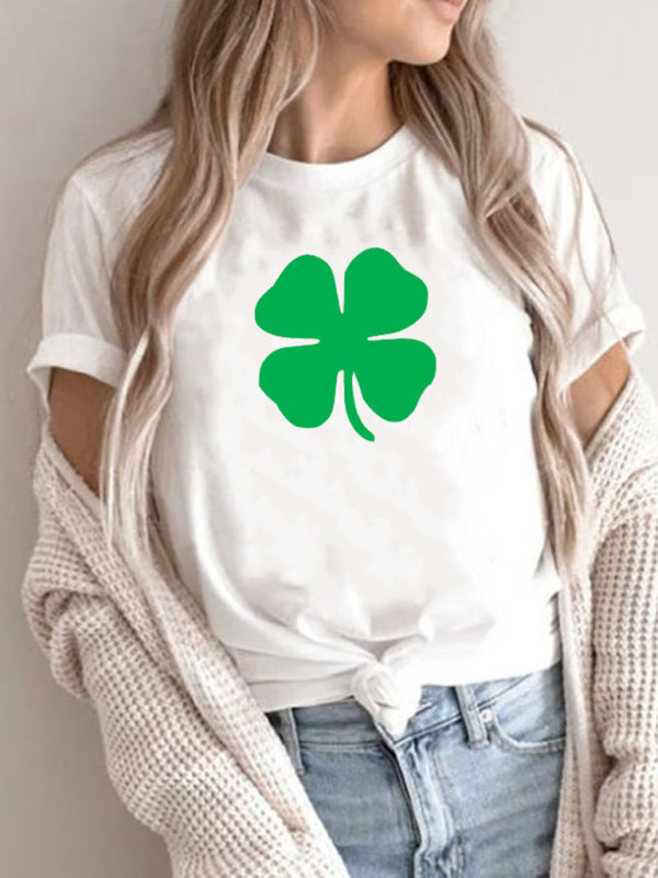 St. Patrick's Day Clover Graphic Print T-Shirt (Multiple Pictures Available) kakaclo