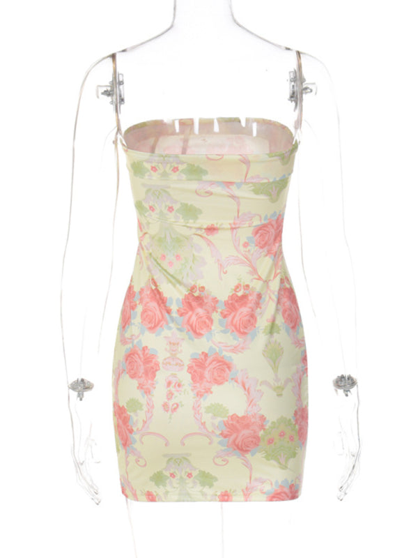 printed breast-hugging and hip-hugging slim-fitting dress BLUE ZONE PLANET