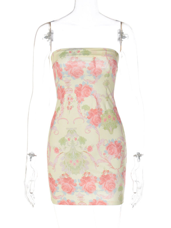 printed breast-hugging and hip-hugging slim-fitting dress BLUE ZONE PLANET