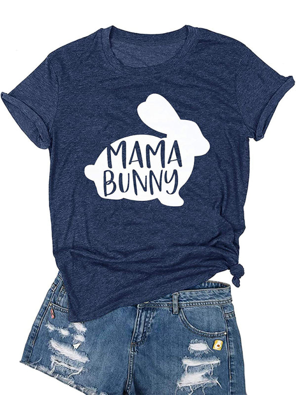 Easter T-Shirt Funny MAMA Bunny Print Graphic T-Shirt kakaclo