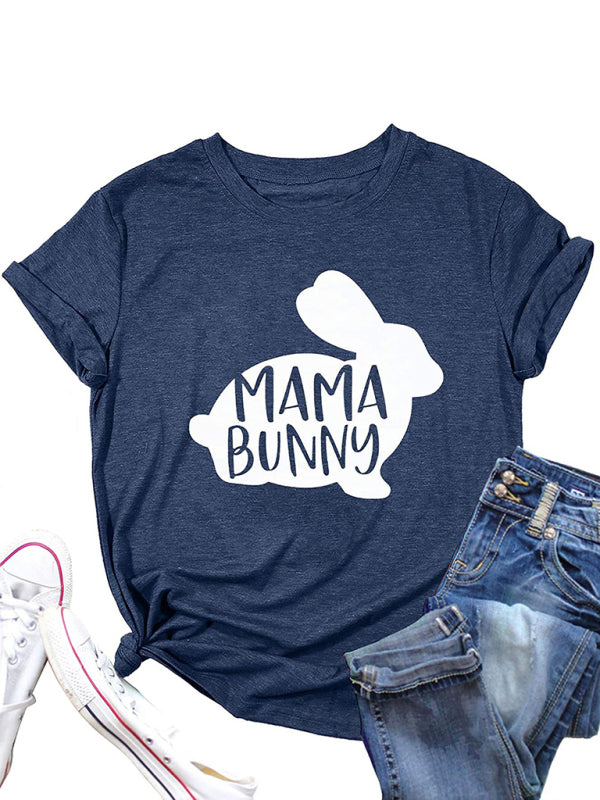 Easter T-Shirt Funny MAMA Bunny Print Graphic T-Shirt kakaclo