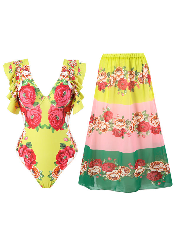 Blue Zone Planet | Bella's Trendy Floral Skirted Swimsuit BLUE ZONE PLANET