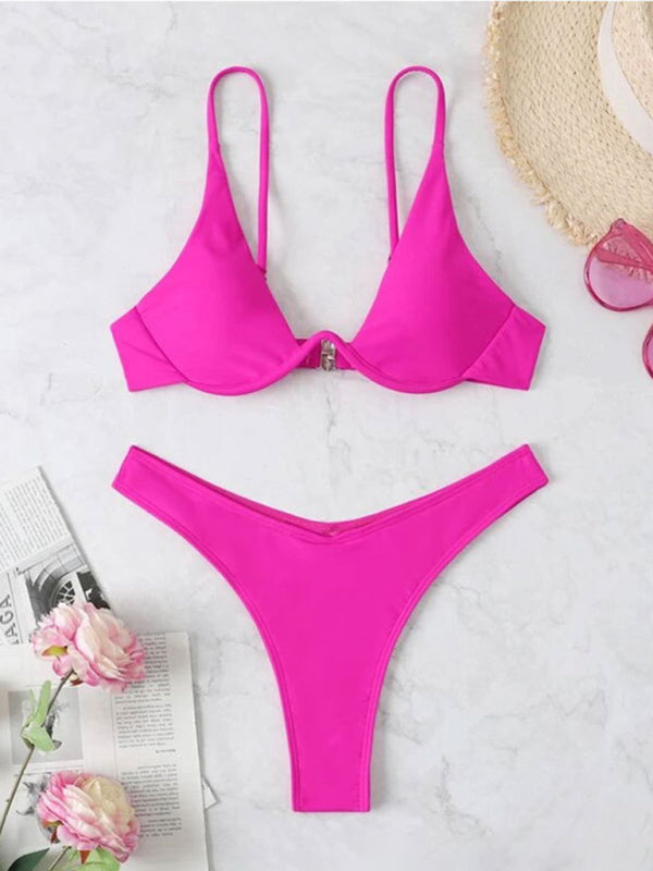 bikini solid color underwire swimsuit BLUE ZONE PLANET