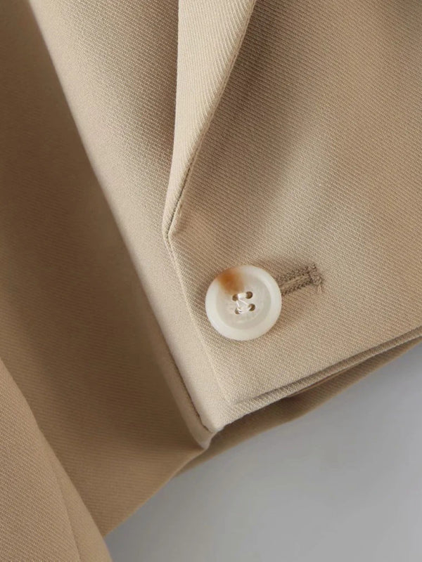 diagonal button short blazer + high waist pocket skirt suit BLUE ZONE PLANET