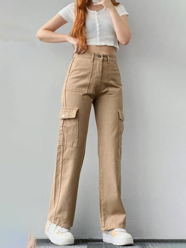 Blue Zone Planet |  Versatile pants, mid-rise three-dimensional pocket trousers, waist-cinching overalls BLUE ZONE PLANET