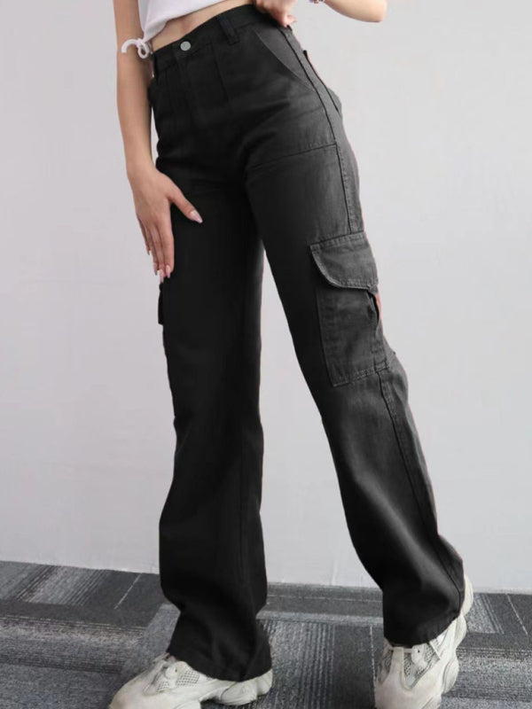 Blue Zone Planet |  Versatile pants, mid-rise three-dimensional pocket trousers, waist-cinching overalls BLUE ZONE PLANET