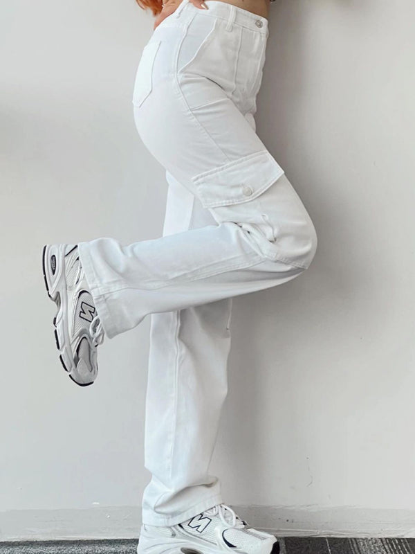 Blue Zone Planet |  Versatile pants, mid-rise three-dimensional pocket trousers, waist-cinching overalls BLUE ZONE PLANET