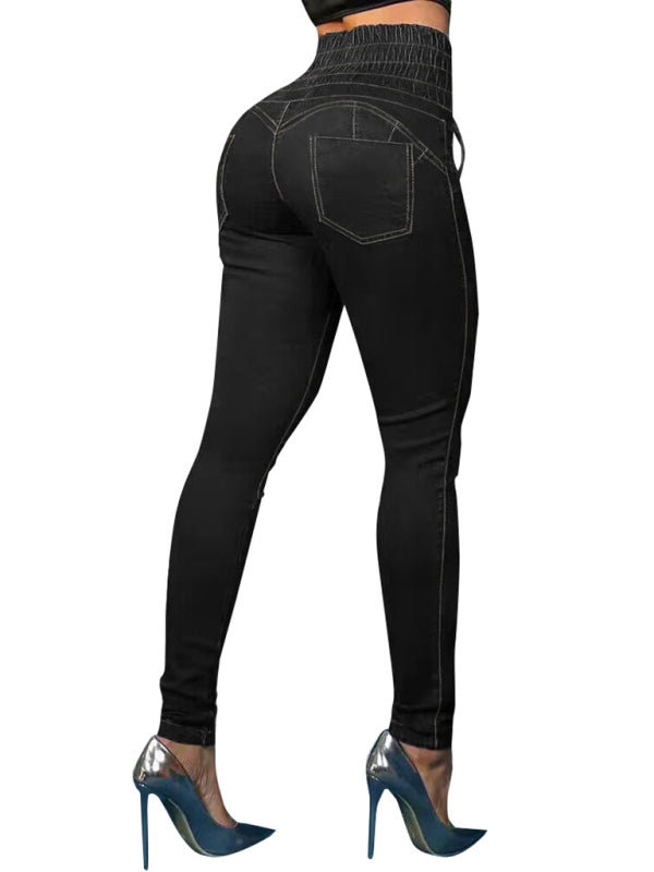 Blue Zone Planet | Ava's High-Waisted Slimming Butt-Lifting Strappy Slim-Fitting Jeans BLUE ZONE PLANET