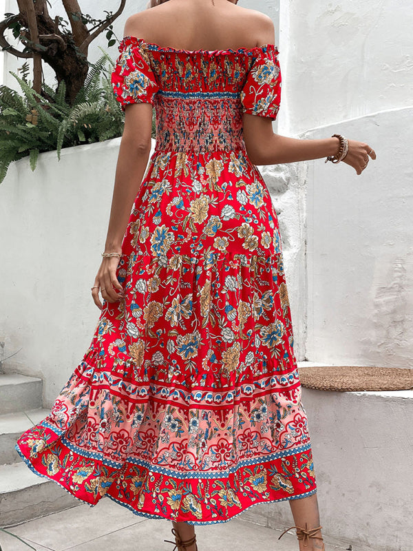 ethnic style one-neck printed dress BLUE ZONE PLANET