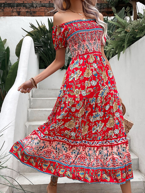 ethnic style one-neck printed dress BLUE ZONE PLANET