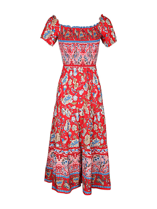 ethnic style one-neck printed dress BLUE ZONE PLANET