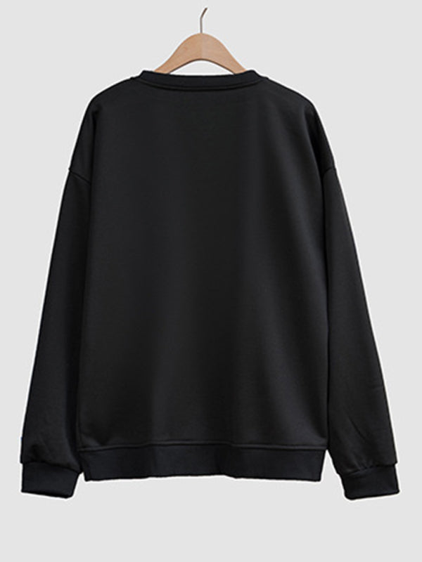 ring letter love print round neck long sleeve sweatshirt kakaclo