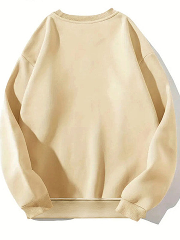 retro letter print round neck long sleeve sweatshirt kakaclo