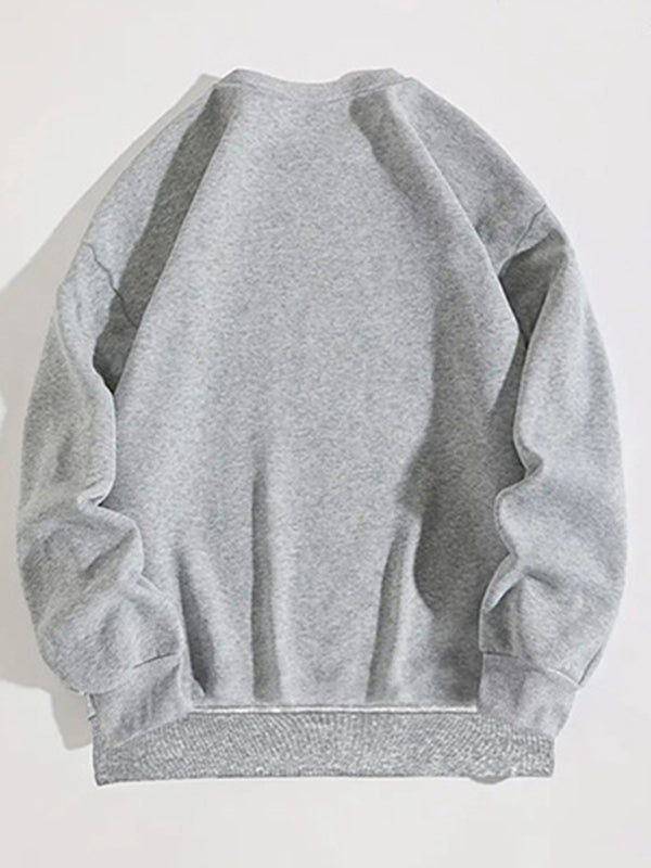retro letter print round neck long sleeve sweatshirt kakaclo