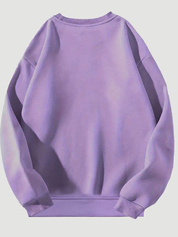 retro letter print round neck long sleeve sweatshirt kakaclo