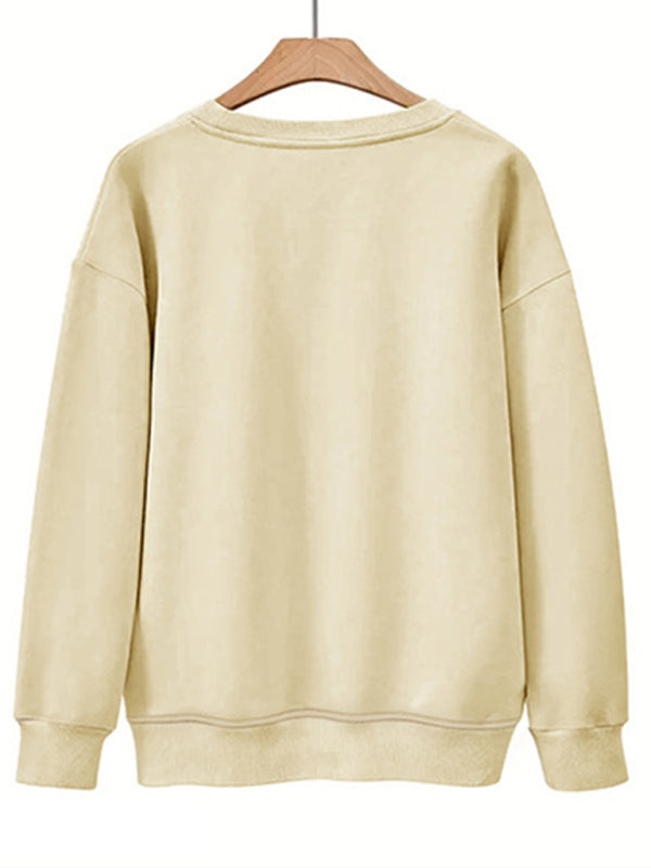 letter printed round neck long sleeve sweatshirt kakaclo