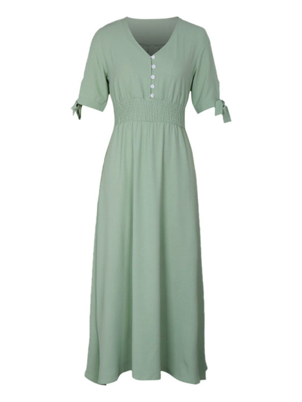Blue Zone Planet | Elegant V-Neck Commuter Belted Midi Dress BLUE ZONE PLANET