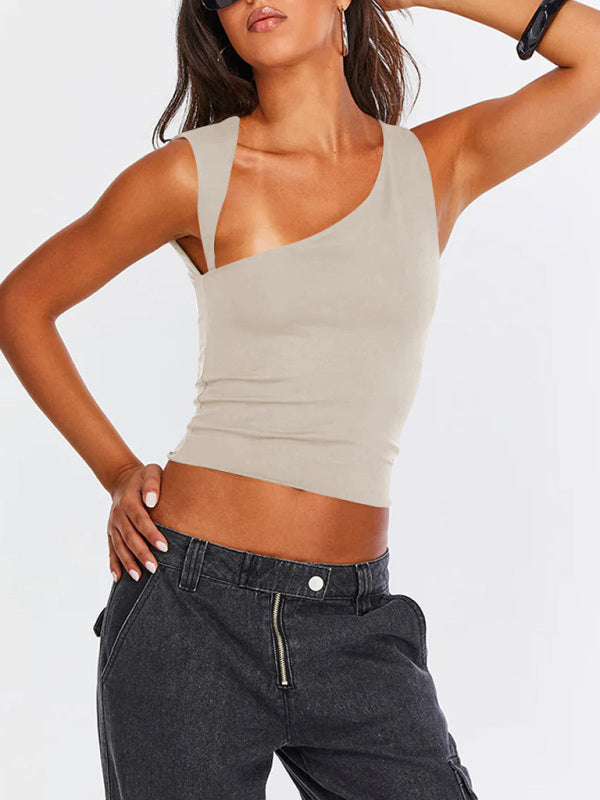 Blue Zone Planet | Y2K irregular neckline top backless slim vest BLUE ZONE PLANET