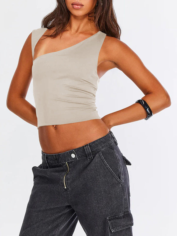 Blue Zone Planet | Y2K irregular neckline top backless slim vest BLUE ZONE PLANET