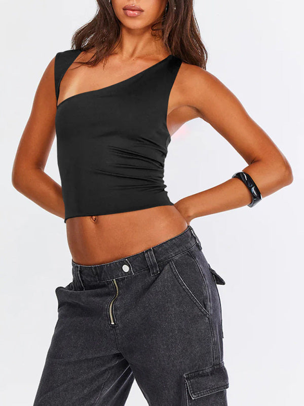 Blue Zone Planet | Y2K irregular neckline top backless slim vest BLUE ZONE PLANET