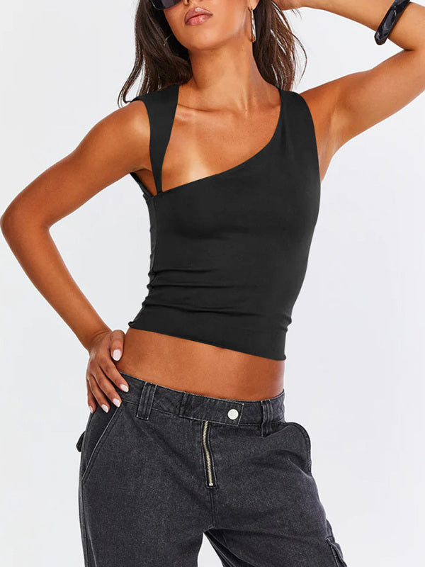 Blue Zone Planet | Y2K irregular neckline top backless slim vest BLUE ZONE PLANET