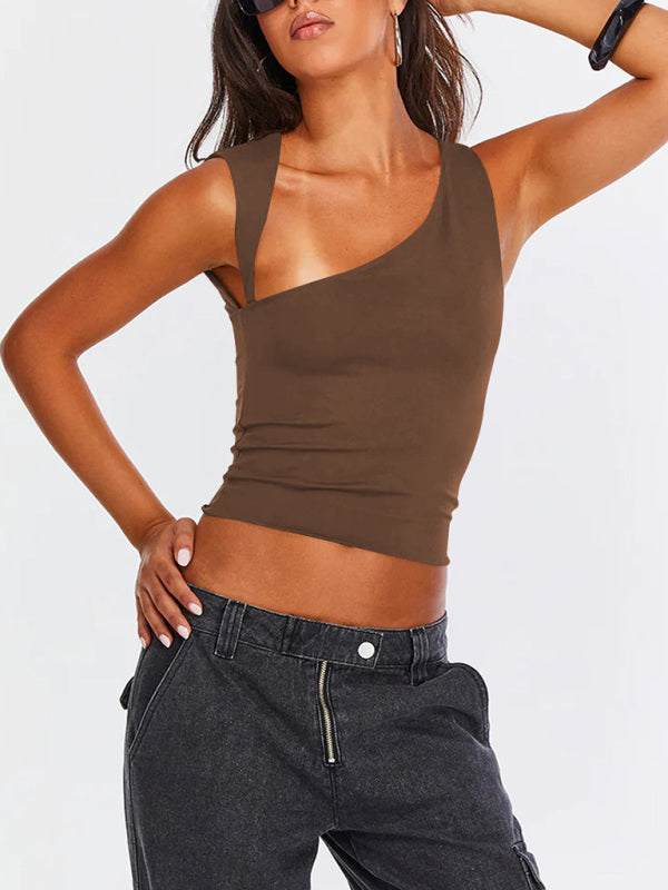 Blue Zone Planet | Y2K irregular neckline top backless slim vest BLUE ZONE PLANET