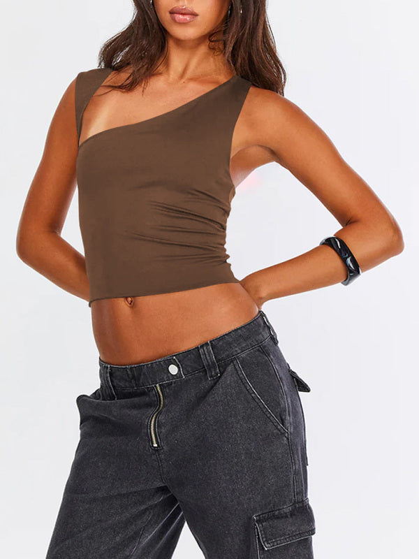 Blue Zone Planet | Y2K irregular neckline top backless slim vest BLUE ZONE PLANET