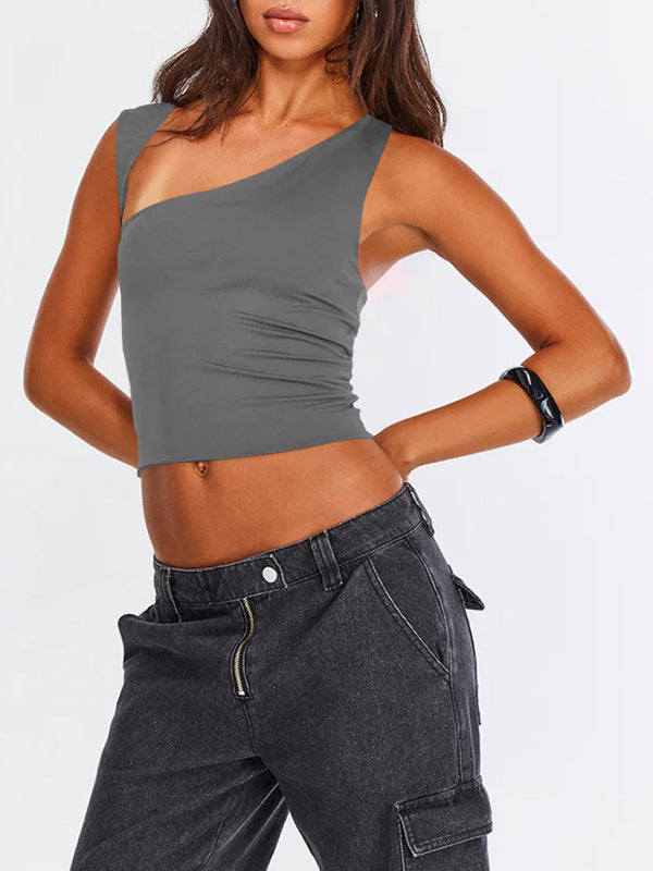 Blue Zone Planet | Y2K irregular neckline top backless slim vest BLUE ZONE PLANET