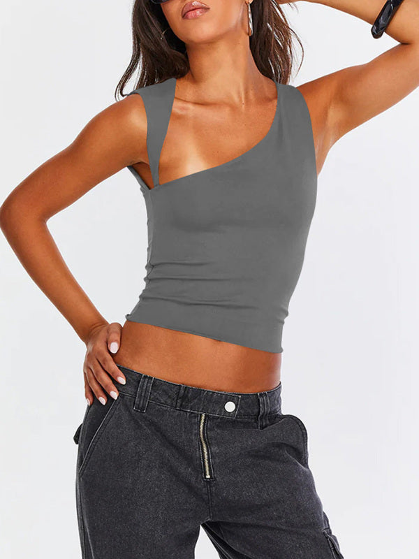 Blue Zone Planet | Y2K irregular neckline top backless slim vest BLUE ZONE PLANET
