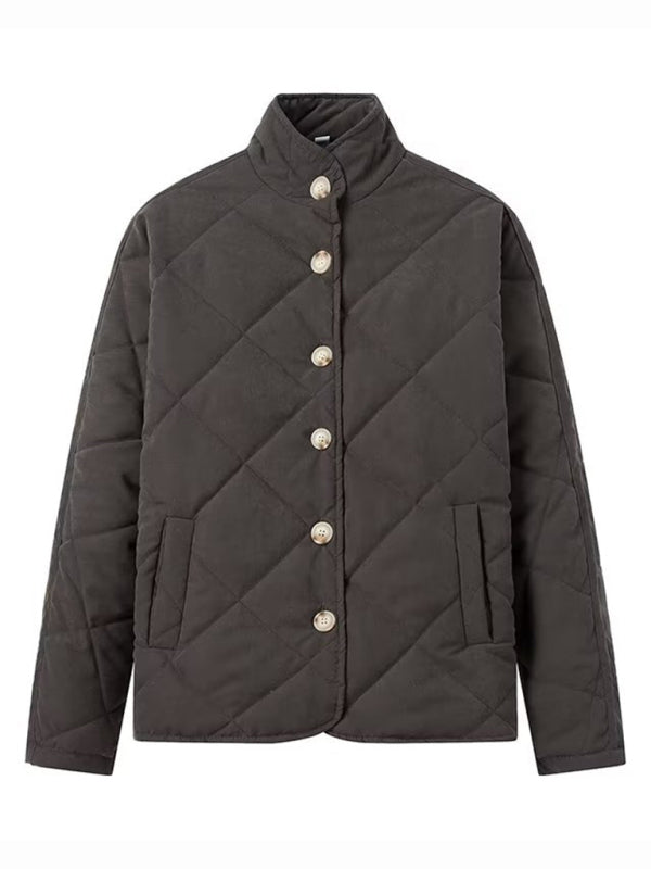 diamond lattice stand collar cotton coat kakaclo