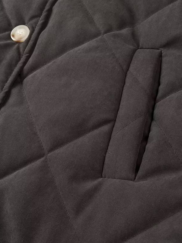 diamond lattice stand collar cotton coat kakaclo