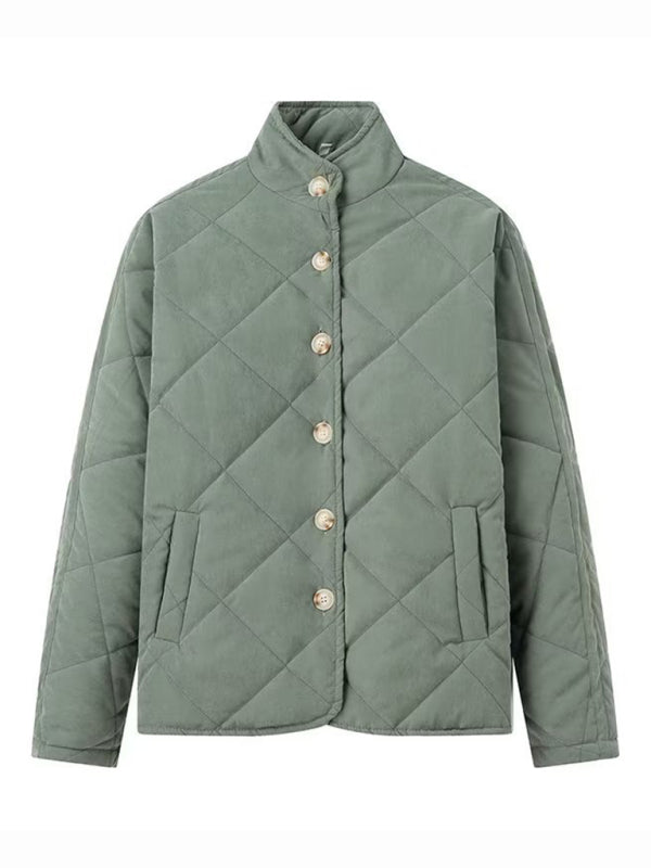diamond lattice stand collar cotton coat kakaclo