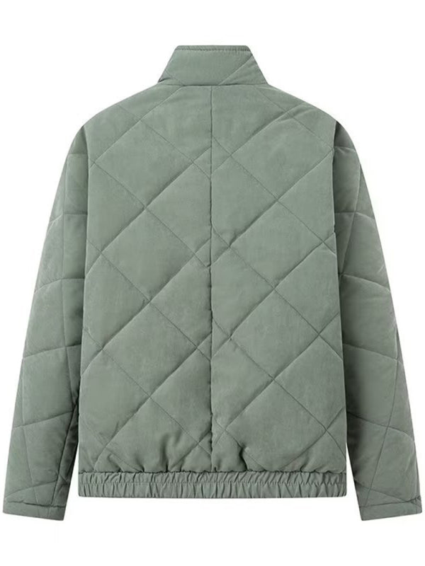 diamond lattice stand collar cotton coat kakaclo