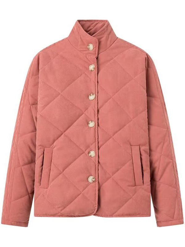 diamond lattice stand collar cotton coat kakaclo