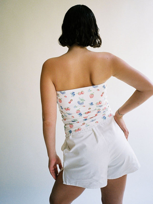 Fashionable and retro tube top short sleeveless floral polka dot bottoming vest BLUE ZONE PLANET
