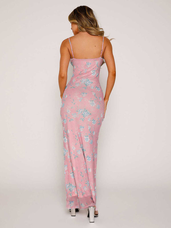 Blue Zone Planet | Ella's Floral Print Spaghetti Strap Maxi Party Dress BLUE ZONE PLANET