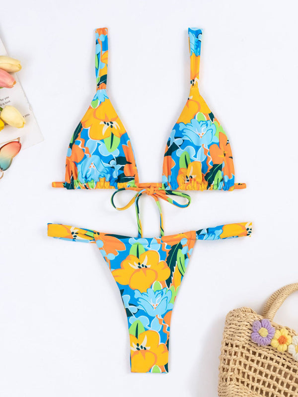 Blue Zone Planet | Vacation Strap Floral Print Split Bikini BLUE ZONE PLANET