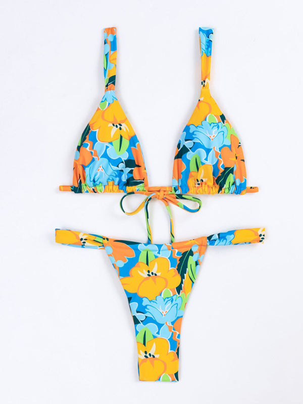 Blue Zone Planet | Vacation Strap Floral Print Split Bikini BLUE ZONE PLANET