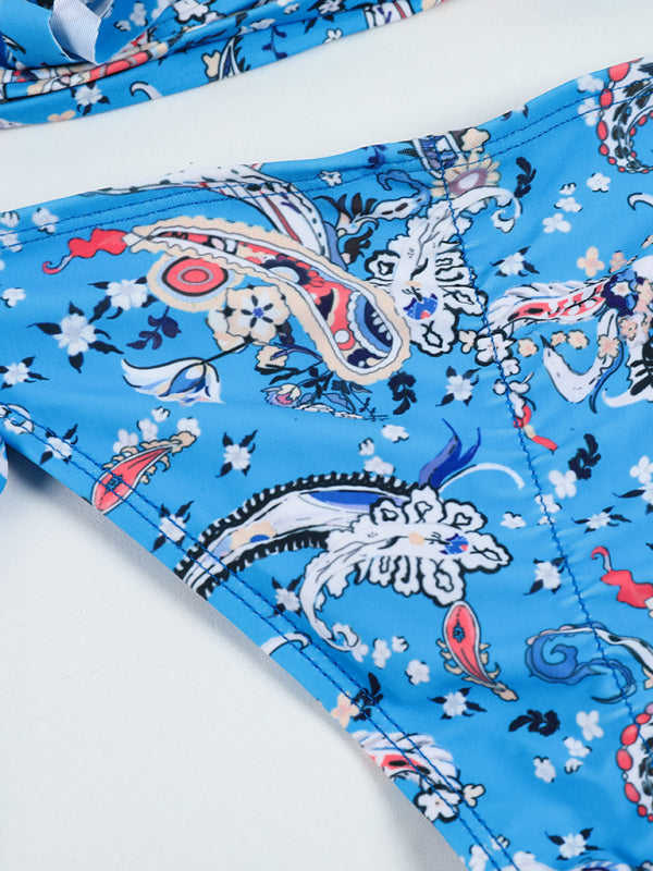 Blue Zone Planet |  bikini lace-up backless webbing spliced lace split swimsuit BLUE ZONE PLANET