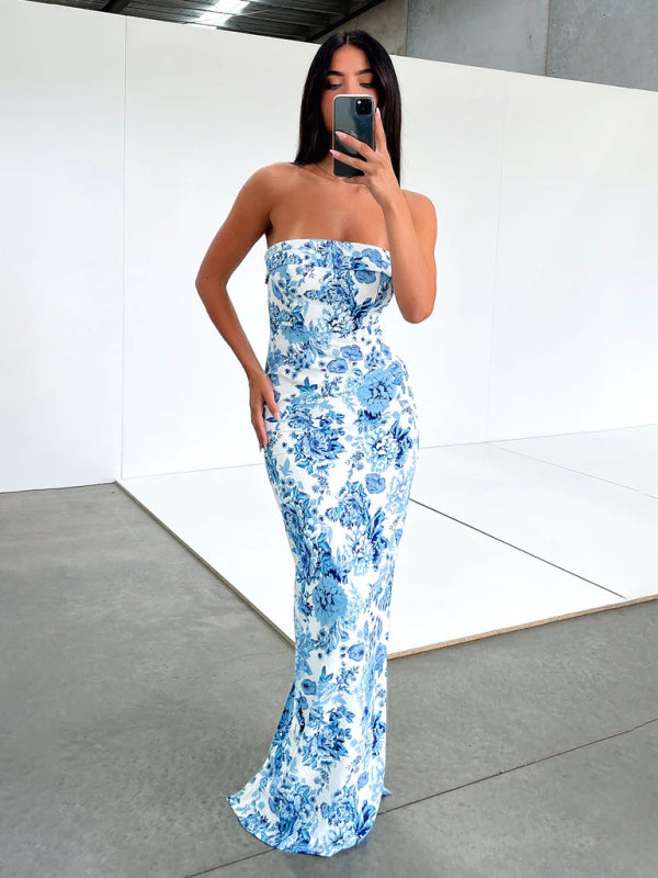 Blue Zone Planet | Emily's Tube Top Slit Backless Floor-Length Cocktail Dress BLUE ZONE PLANET