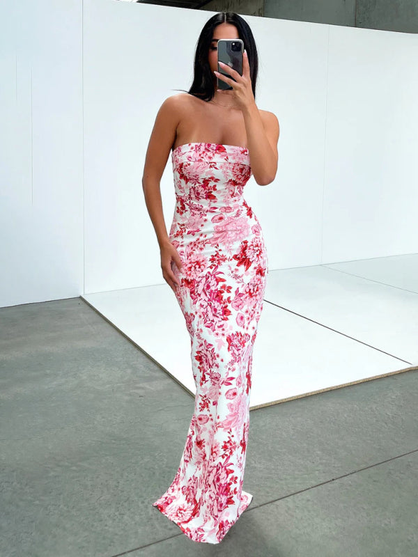 Blue Zone Planet | Emily's Tube Top Slit Backless Floor-Length Cocktail Dress BLUE ZONE PLANET