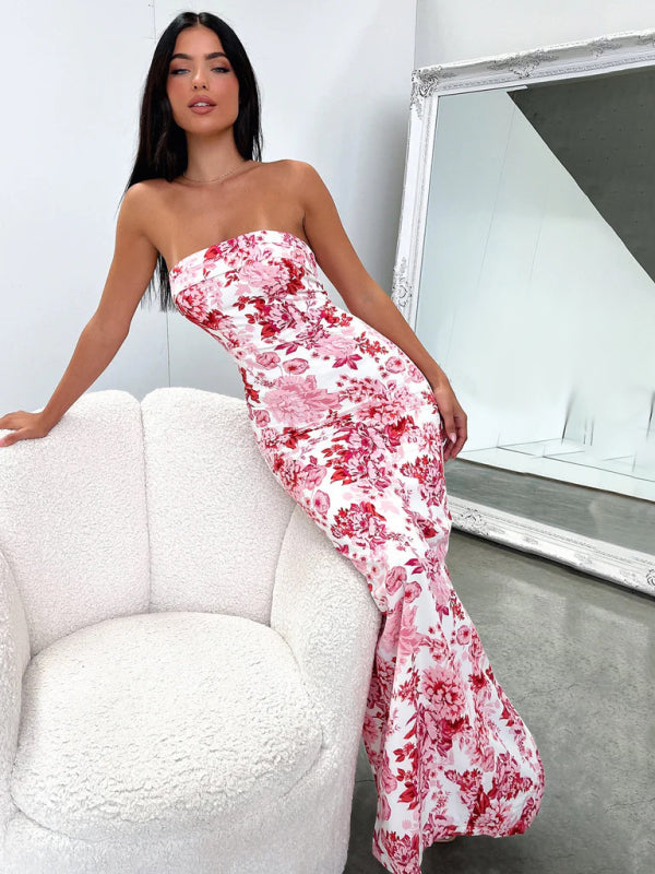 Blue Zone Planet | Emily's Tube Top Slit Backless Floor-Length Cocktail Dress BLUE ZONE PLANET