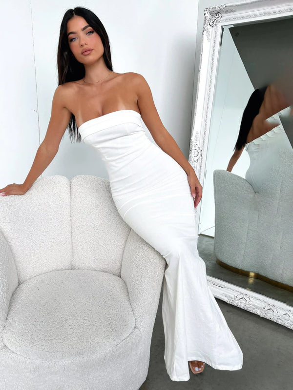 Blue Zone Planet | Emily's Tube Top Slit Backless Floor-Length Cocktail Dress BLUE ZONE PLANET