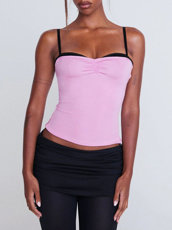 Blue Zone Planet | Camisole mesh printed tube top lace tube top Y2k hot girl top BLUE ZONE PLANET