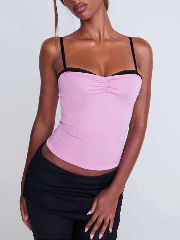 Blue Zone Planet | Camisole mesh printed tube top lace tube top Y2k hot girl top BLUE ZONE PLANET
