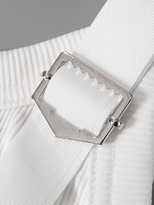 Blue Zone Planet |  spaghetti strap slim fit patchwork navel-baring solid color tank top T-shirt BLUE ZONE PLANET