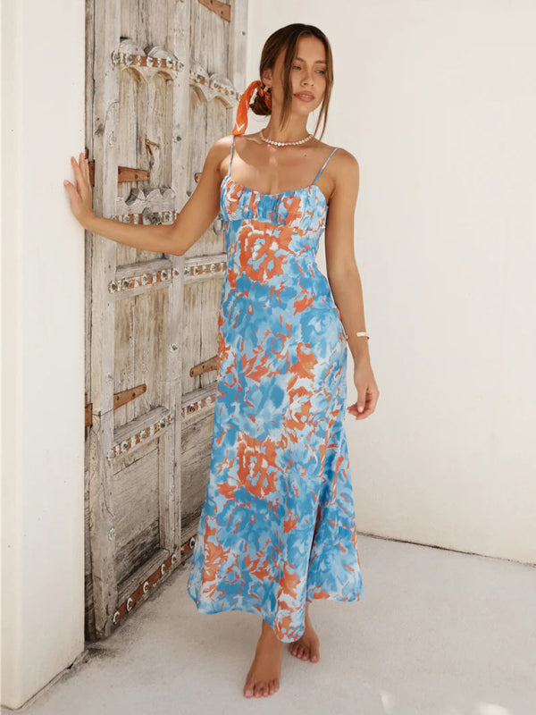 Blue Zone Planet |  Emily's Spaghetti Strap French Low-Cut Maxi Dress with Beautiful Back BLUE ZONE PLANET