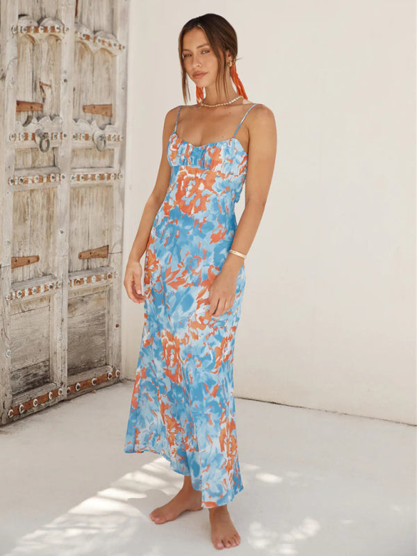 Blue Zone Planet |  Emily's Spaghetti Strap French Low-Cut Maxi Dress with Beautiful Back BLUE ZONE PLANET