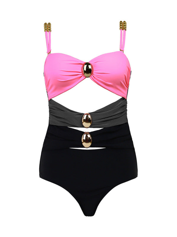 Zara's Color Block Swimsuit and Wrap Skirt Set kakaclo