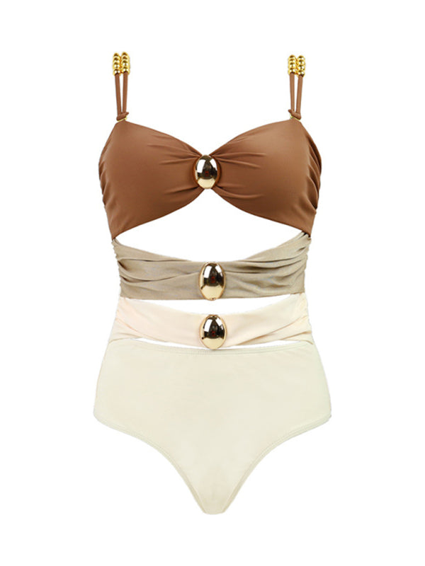 Zara's Color Block Swimsuit and Wrap Skirt Set kakaclo